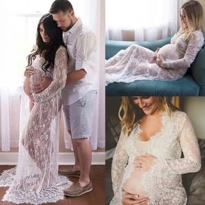 Maternity Lace Photoshoot Gown in White